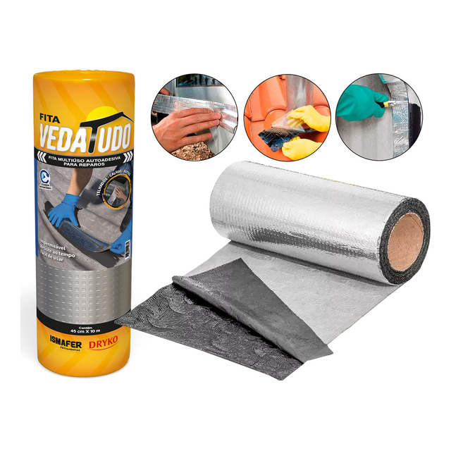 Manta Asfáltica Aluminizada Telhado Auto Adesiva- 45cm X 10m Manta Asfáltica Aluminizada Telhado Auto Adesiva- 45cm X 10m
