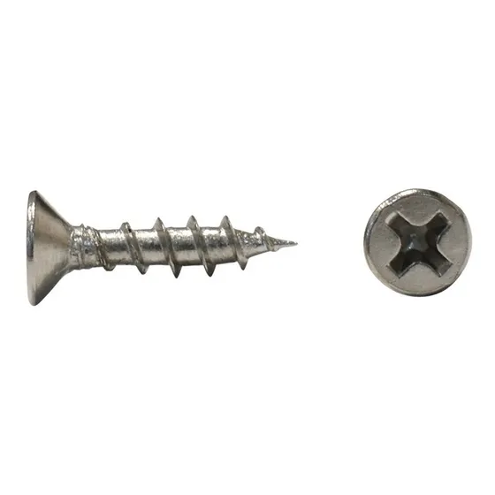 Tornillo Cabeza Plana Cruz #6 X 1/2 Níquel Satinado 100 Pzs.