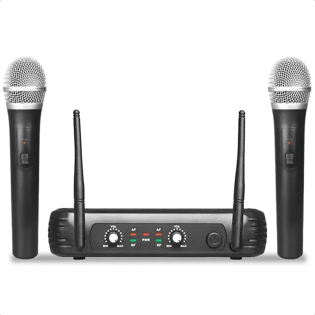 Par Microfonos Inalambricos Profesionales Vhf Cable Fuente