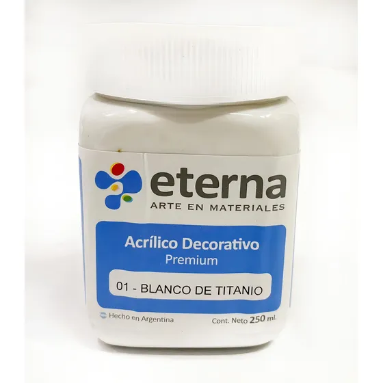Acrílico Decorativo Premium Eterna 250ml X Unidad Color del óleo 01- BLANCO DE TITANIO