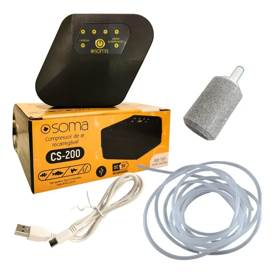 Compressor De Ar Bateria Recaregável Cs-200 Aquários Pesca