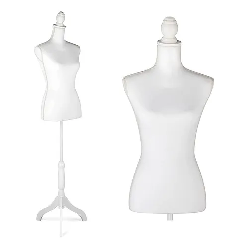 Maniqui Torso Femenino Afelpado Tripie Ajustable En Colores Color Blanco