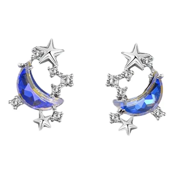 Aros Pendientes Piedra De Luna Y Circón Plata Esterlina 925