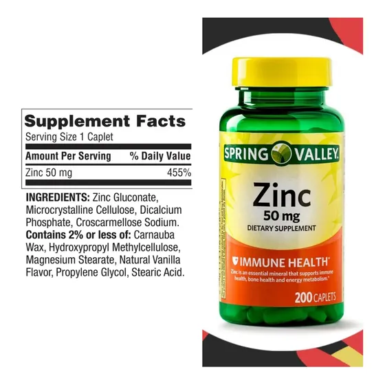 Comprimidos De Zinc Spring Valley 50 Mg (200 Und)