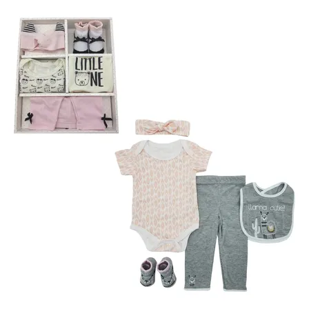 Set Bebe Ajuar Recien Nacido En Caja Regalo 5 Piezas Niña Multicolor 0-3 Meses
