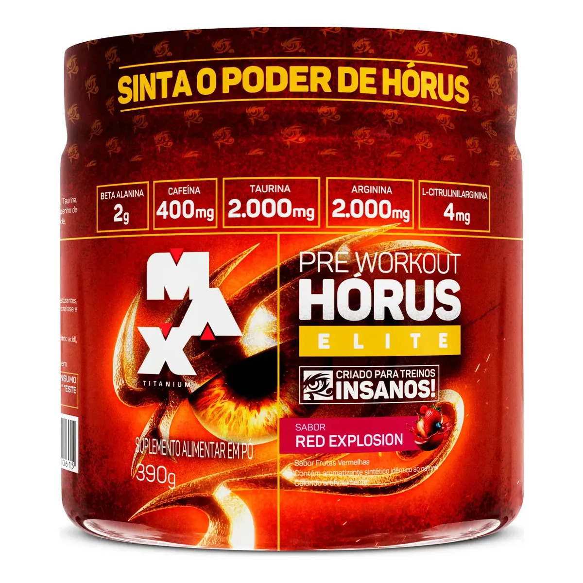 Hórus Elite 390g Pré Treino Max Titanium Pre Workout Frutas Vermelhas Hórus Elite 390g Pré Treino Max Titanium Pre Workout Frutas Vermelhas