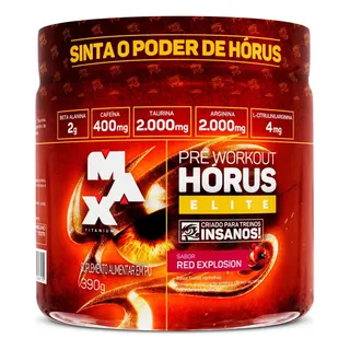 Max Titanium Hórus Elite 390g Pré Treino Max Titanium Pre Workout Frutas Vermelha