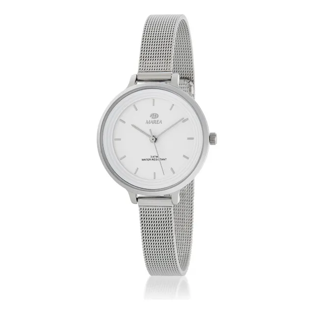 Reloj Marea B4119801 Correa Plateado Bisel Plateado Fondo Blanco