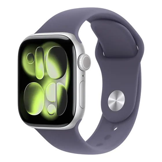 Apple Watch Series 11 GPS - Caixa prateada de alumínio – 42 mm - Pulseira esportiva roxo-névoa – P/M