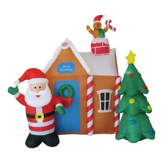 Casa De Navidad Inflable, Viejo Árbol De Pascuero Led, Polo