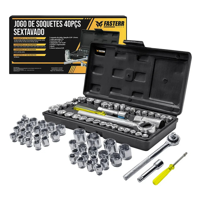 Kit 40pcs Catracas e Soquetes Reversiveis