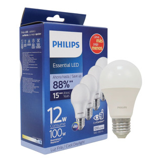 Foco Led Philips Ess Led Bulb E27 12w 6500k Paquete 4pz Foco Led Philips Ess Led Bulb E27 12w 6500k Paquete 4pz