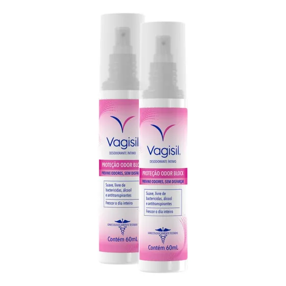 Kit 2 Desodorantes Íntimos Vagisil Proteção Odor Block 60ml