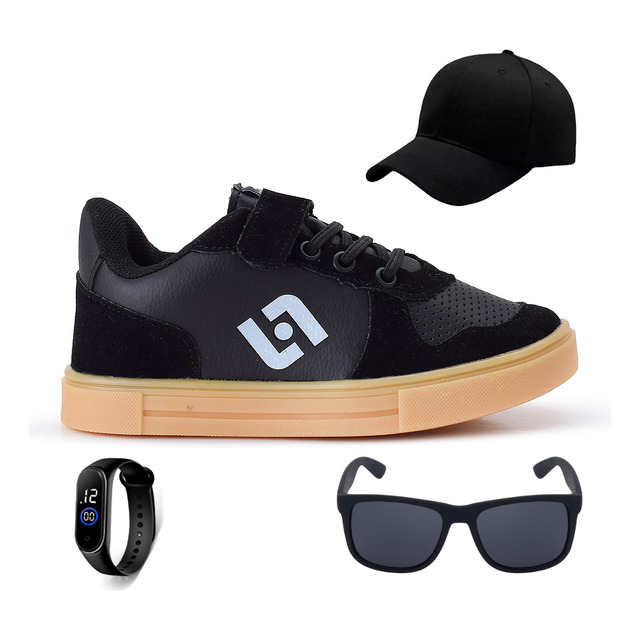 Kit Tenis Infantil Casual Street + Bone Oculos E Relogio Kit Tenis Infantil Casual Street + Bone Oculos E Relogio