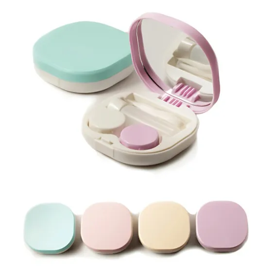 Estuche Para Lentes De Contacto Con Espejo Pinza Y Ventosa Rosa