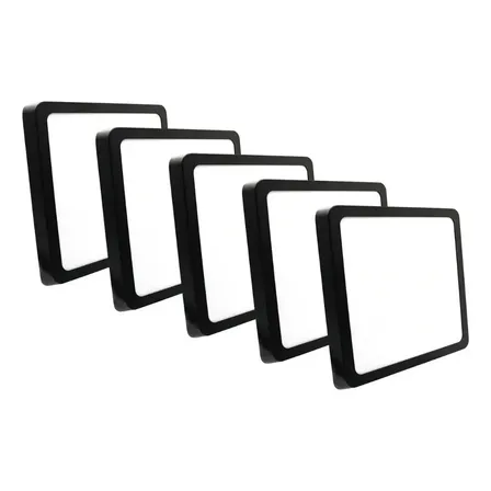 Kit 5 Painel Plafon Led 25w Sobrepor Quadrado Preto 21x21 127/220v Branco