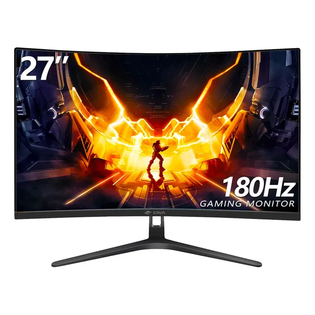 CRUA Monitor Gamer Curvo 27" 180hz Negro FUll Compatible con XBOX PS4/5 Nintendo Free Sync HDR HDMI