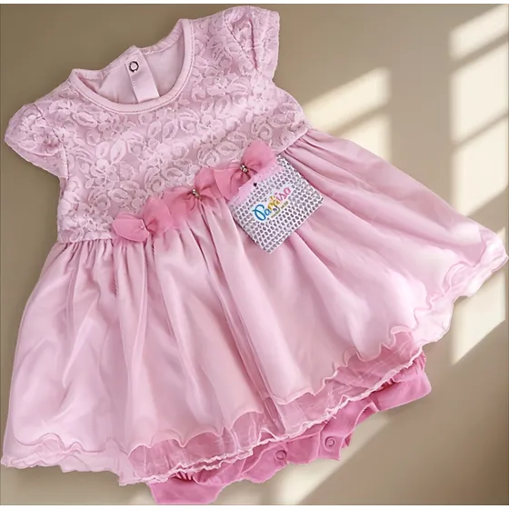 Vestido Bebë M 6 A 9 Meses Paraíso Festa