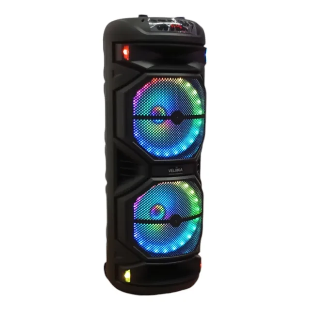 Bafle Bocinas Amplficadas Doble 12 PuLG Velikka Recargable Color Negro