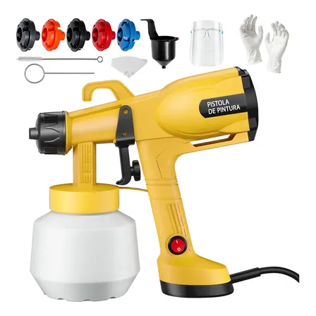 Pistola De Pintura Kit Hvlp Elétrica 1000w 127v/220v Amarelo 127v