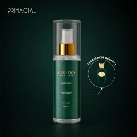 Body Splash Masculino Vibration 200ml - Primacial Perfume Bergamota Fresco
