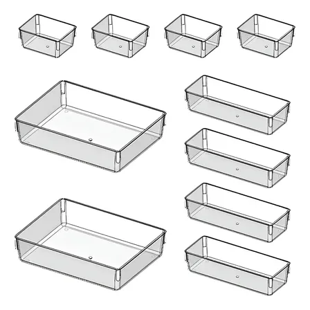 Kit 10 Organizador Modular Gaveta Acrílico Multiuso Acrílico Transparente