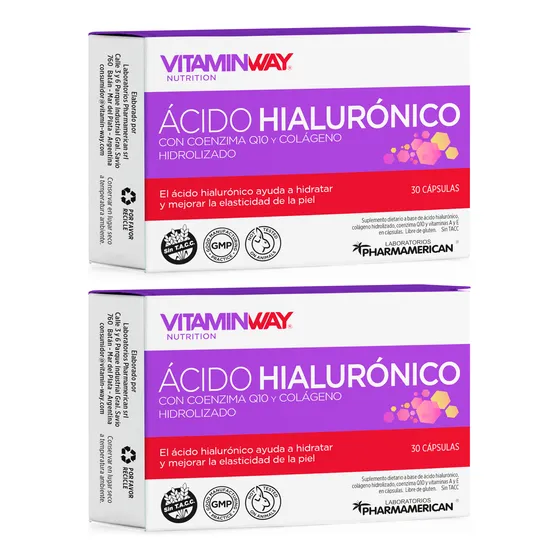 Vitamin Way Kit X2 Cajas Acido Hialuronico Q10 Colágeno X30