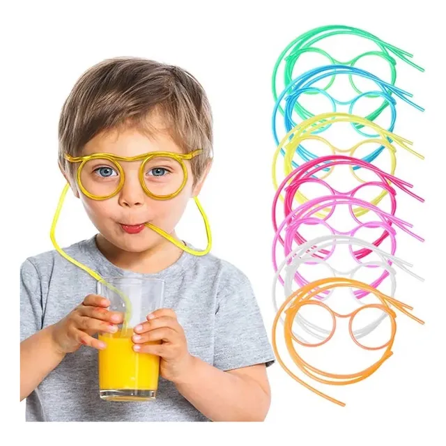 10 Unidades Óculos Canudo Maluco Flexivel Infantil P/ Festas