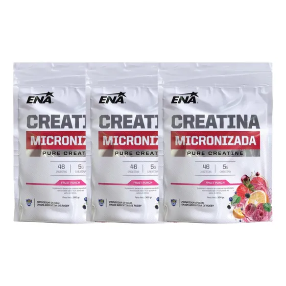 Combo X3 Ena Sport Creatina Micronizada Pura Fruitpunch 300g