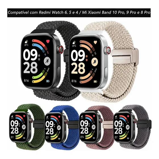 Pulseira de silicone é compatível com Redmi Watch 4/5/6 e Xiaomi Mi Band 8 Pro/9 Pro/10 Pro