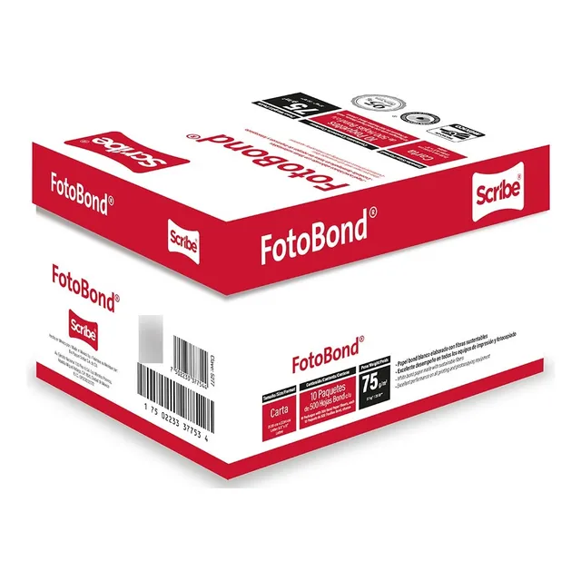 Caja De Hojas Blancas Tamaño Carta Scribe Fotobond 500 Hojas