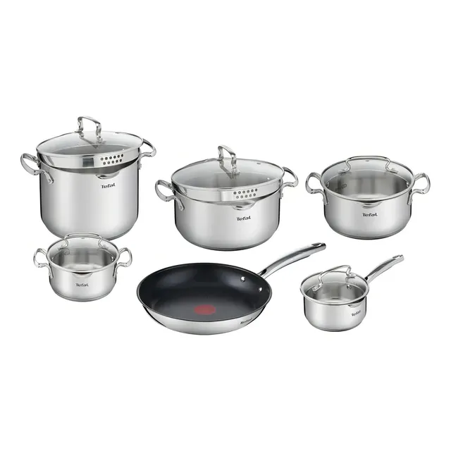 T-fal Set De Ollas Antiadherente De Acero Inoxidable Duetto Color Plateado