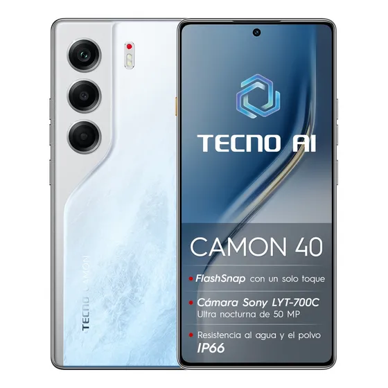 Smartphone TECNO Camon 40 Ultimate 256GB 8+8GB RAM Blanco Dual SIM