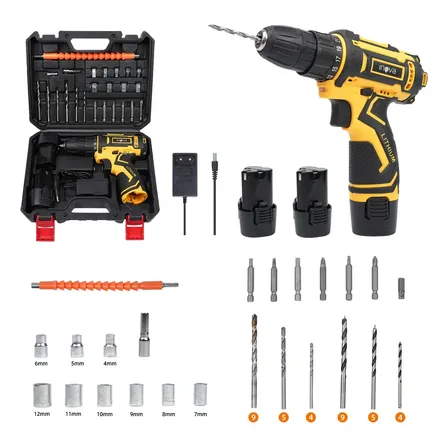Furadeira Parafusadeira Brushless Elétrica Profissional Parafusadeira Inova Jogo Brocas Com 2 Bateria 2000mah E Caixa De... Preto 127/220v 50hz/60hz