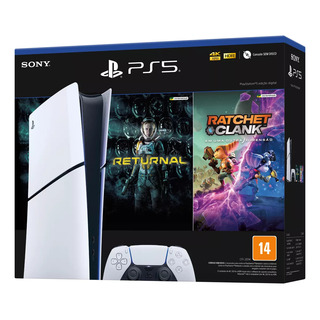 Console Sony Playstation 5 Digital Slim 1tb Branco + Jogos Returnal E Ratchet & Clank + Controle Sem Fio Dualsense Branco Console Sony Playstation 5 Digital Slim 1tb Branco + Jogos Returnal E Ratchet & Clank + Controle Sem Fio Dualsense Branco