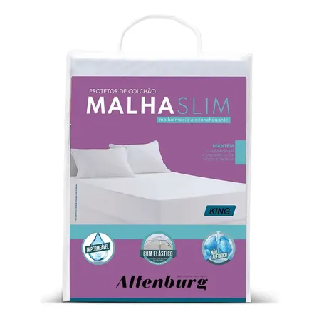 Altenburg Protetor De Colchão Impermeável Malha Slim Branco King 203x193cm Liso