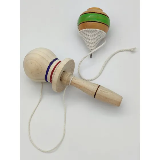 Trompo Y Emboque De Madera Juego Tradicional Criollo Chile 