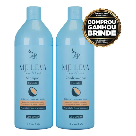Zap Kit Shampoo + Condicionador Óleo De Coco E Pantenol 1l