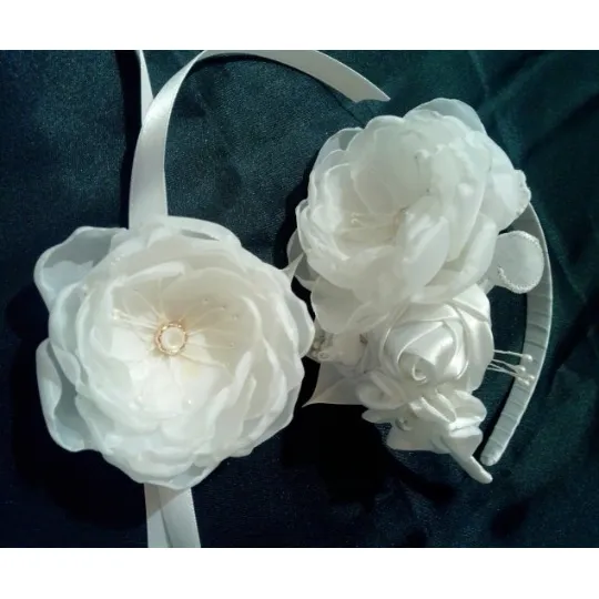 Cintillo + Corsage Comunión Bautizo Boda. Set Accesorios (2)