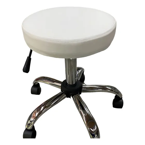 Banqueta Camillas Reeducar Roma color blanco con acabado cromado de 56cm de alto