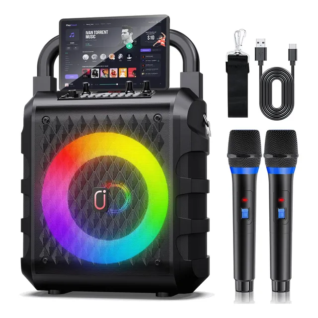 Máquina De Karaoke Bluetooth Con 2 Micrófonos Inalámbricos 2