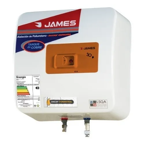 Calefon Termotanque James 30 Litros Prisma Cobre Espesor Max Color Blanco
