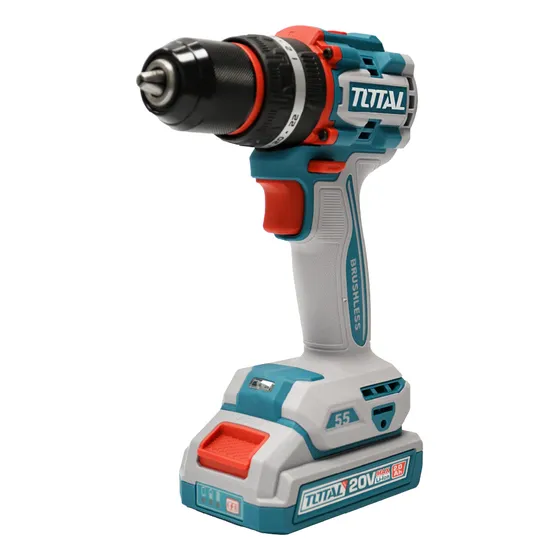 Taladro Percutor Atornillador TOTAL 20v Industrial, Motor Sin Carbones Bl, Mandril 13mm, Maletín, 2 Baterías Y Cargador Ultra Rápido, Modelo Compacto