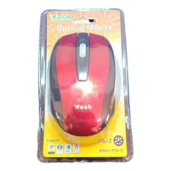 Mouse Wash Wmo-p70-p Óptico Color Rojo