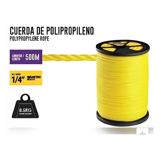 Cuerda De Polipropileno 6.35mmx500m Resistente Y Versátil