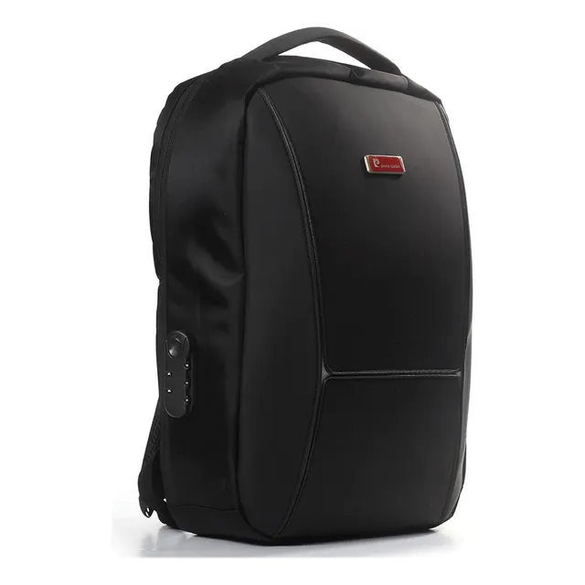 Mochila Pierre Cardin Portanotebook Urbana Viaje Pc1056 Color Negro Diseño De La Tela Lisa