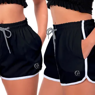 Kit 2 Shorts W2 Feminino Soltinho Moda Praia Ou Treino Liso Kit 2 Shorts W2 Feminino Soltinho Moda Praia Ou Treino Liso