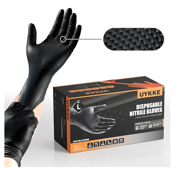 Guantes Uykke Nitrilo 10 Mil Micras Antideslizantes 100 Und