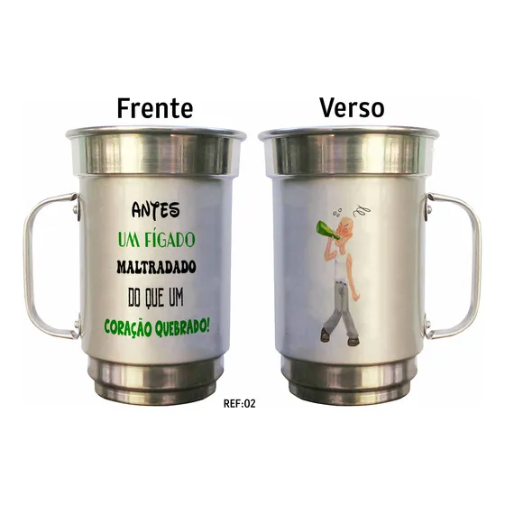 Caneca De Chopp Alumínio 750ml Com Frase Divertida Presente 