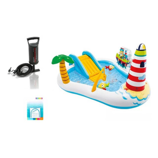 Alberca Recreativa Inflable Con Resbaladilla Bomba Y Parches Alberca Recreativa Inflable Con Resbaladilla Bomba Y Parches